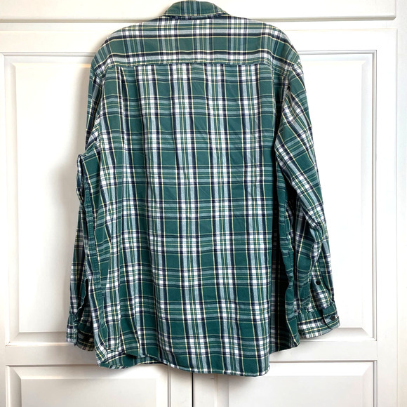 Vintage LL Bean Men's Green Plaid Flannel Shirt Sz XL Button Up 100% Cotton - Picture 2 of 8